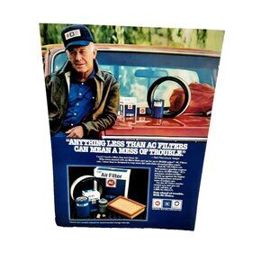 1987 Chuck Yeager AC Delco Print Ad GM Oil Air Filters Auto Parts Vintage
